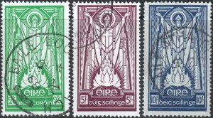 Ireland #121-123  Used - St Patrick and Paschal Fire (1943)