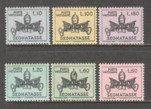 VATICAN CITY Sc# J19 - J24 MNH FVF Set6 Papal Coat of Arms