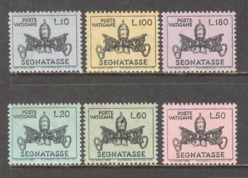 VATICAN CITY Sc# J19 - J24 MNH FVF Set6 Papal Coat of Arms