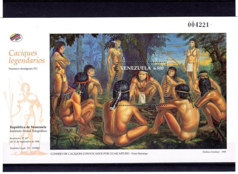 Venezuela 1998 ABORIGENES Paintings s/s Perforated Mint (NH)