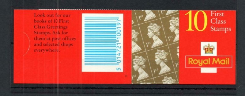 10x 1st BARCODE BOOKLET TYPE 9C CYLINDER B13 WITH SLIGHTLY MISCUT COVER 