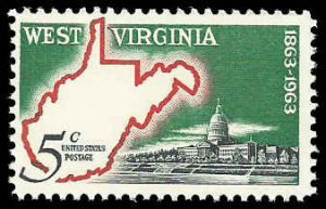PCBstamps   US #1232 5c West Virginia Statehood, MNH, (1)