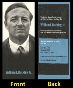 US 6032 William F Buckley Jr First Day of Issue Ceremony Program Invitation 2025