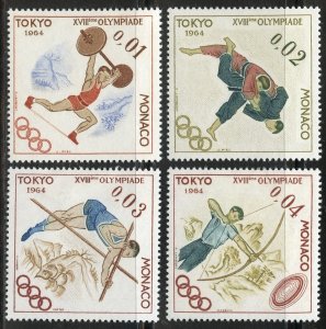 Monaco Scott 592-95 Unused F-VFLHOG - 1964 Tokyo Olympics - SCV $1.00