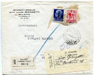 Band Lire 1.25 + complementary on cover Racc. from Milan