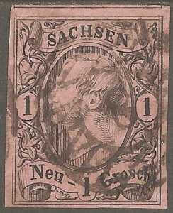 GREMANY SAXONY Sc# 10 Used FVF 1 Neu Groschen