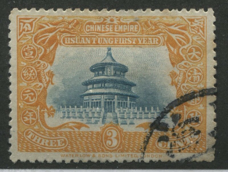 China 1909 3 cents used