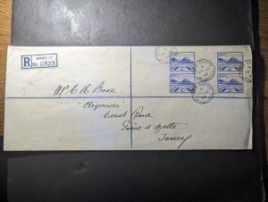 1943 Registered England Channel Islands Cover Jersey CI Local Use