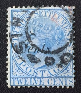 Malaya Straits Settlement 1884 QV 8c on 12c Used SG#74 M4098