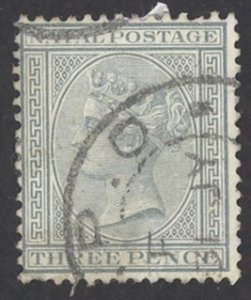 Natal Sc# 69 Used 1889 3p gray Queen Victoria