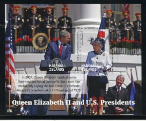 MARSHALL ISLANDS QUEEN ELIZABETH II & US PRESIDENTS GEORGE W BUSH SHEET  NH