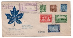 Scott 211-216, Combination FDC, Registered, Special Delivery, London to New York