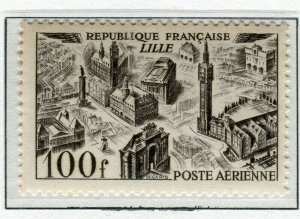 FRANCE; 1949 early AIRMAIL issue fine Mint hinged 100Fr. value
