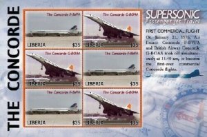 Liberia - 2006 - CONCORDE-FIRST COMMERCIAL FLIGHT - Sheet of 6 Stamps - MNH PERF