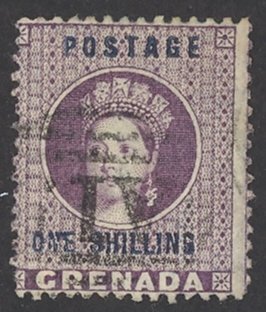Grenada Sc# 11 Used 1875-1881 1sh Queen Victoria