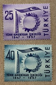 Turkey 1957 Turkish-American relations, MNH. Scott 1246-1247, CV $0.80