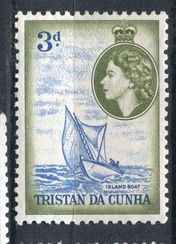 TRISTAN DA CUNHA; 1950s early QEII Pictorial issue fine Mint hinged 3d. value