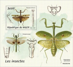 NIGER - 2022 - Insects - Perf Souv Sheet - Mint Never Hinged