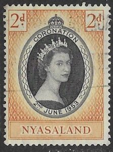 Nyasaland # 96  QEII Coronation - 1953    (1) VF used