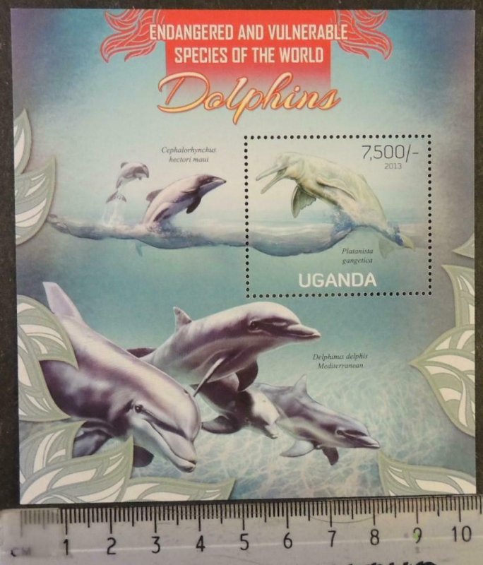 Uganda 2013 endangered species dolphins marine life s/sheet mnh 