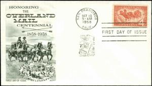 U.S. FDC #1120 Fleetwood Cachet San Francisco, CA Overland Mail