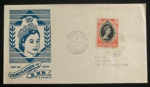 1953 Turks & Caicos Island  QE2 Coronation First Day Cover Queen Elizabeth FDC B