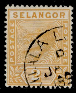 MALAYSIA - Selangor QV SG51, 2c orange, VERY FINE USED.