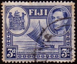 Fiji, Sc , SG 257 Study, Hinged - 1938 3d.  - Boats and S...