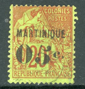 Martinique 1888 French Colony 5¢/20¢ Red Scott #13a Slanting Five VFU E87