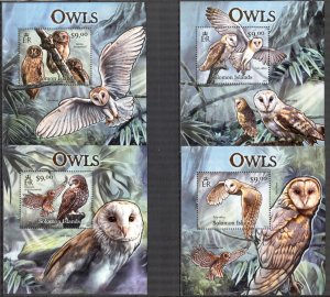 Solomon Islands 2012 Birds Owls 4 S/S MNH