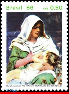 2046 BRAZIL 1986 MATERNITY BY HENRIQUE BERNARDELLI, ART, ARTIST, PAINTINGS, MNH