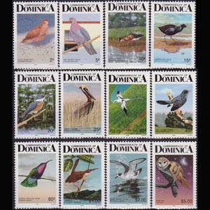 DOMINICA 1989 - Scott# 990a-1002a Birds 2c-$5 NH