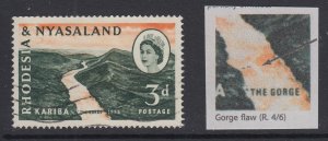 Rhodesia & Nyasaland, SG 32b, used Gorge Flaw variety