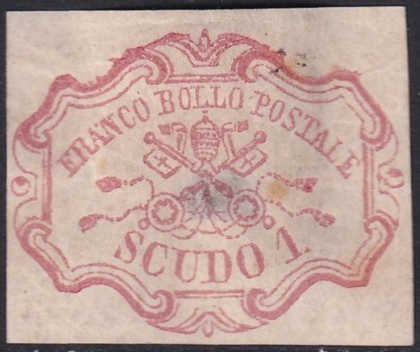 Italy Roman States 1852 Sc 11 Papal States MNG(*) large thin