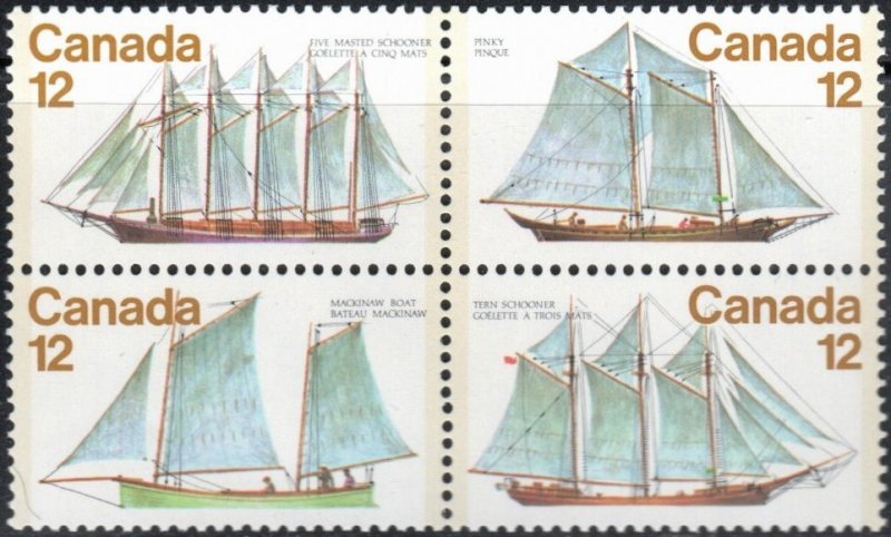 Canada 747a - Mint-NH - 12c Canadian Sailing Vessels (Blk/4) (1977) (cv $1.20)