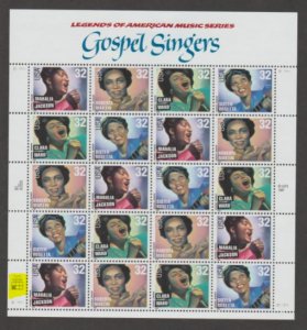 U.S. Scott #3216-3219 Gospel Singers - Mint NH Sheet - Highlighted LL Plate