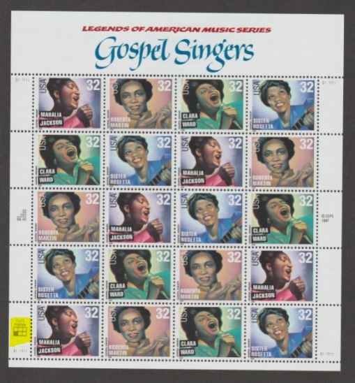 U.S. Scott #3216-3219 Gospel Singers - Mint NH Sheet - Highlighted LL Plate