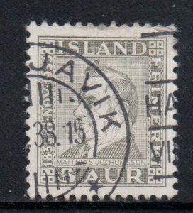 Iceland Sc 196 1935 5 aur gray Jochumsson stamp used