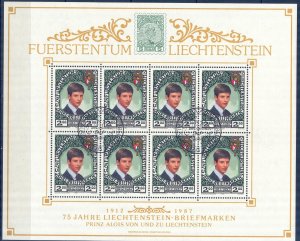 Liechtenstein 1987 Prince Alois 75 Years of First Stamp  Mi. 921 Sheet Used