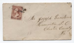 1884 Wilmington & Western RR Mount Cuba station agent handstamp #210 unlisted [S