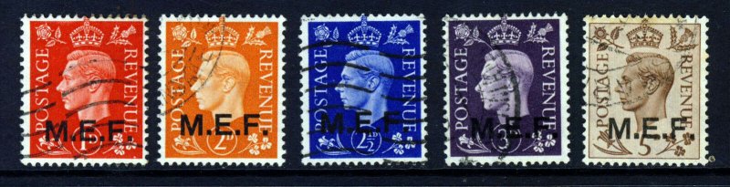 MIDDLE EAST FORCES KG VI 1942 Overprinted M.E.F. Set SG M6 to SG M10 VFU