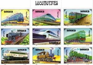 Mongolia 1997 AIRCRAFT TRAINS Sheet (9v) + 2 s/s Perforated Mint (NH)