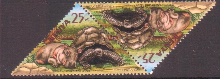 Kenya 2006 25sh Owen & Mzee Tourism Fine Used Block of 2