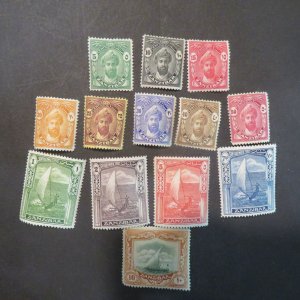 Zanzibar 201-213 mint, OG, NH or few VLH, some with toning of gum few hinged Cv.