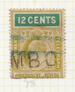 Ceylon 1906 Early Issue Fine Used 12c. Telegraph Stamps NW-211444