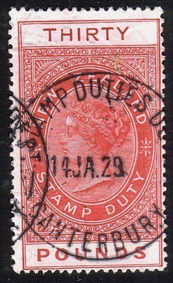 NEW ZEALAND 1880 LONG TYPE STAMP DUTY £30 used.............................10560