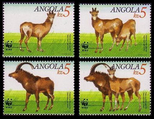 Angola WWF Giant Sable Antelope 4v SG#926-929 SC#781-784 MI#799-802