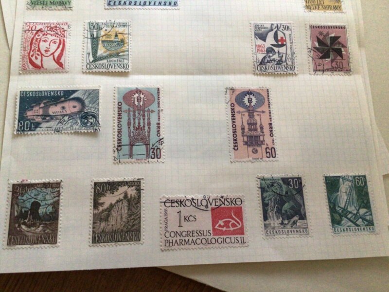 Czechoslovakia stamps on folded page  A11787
