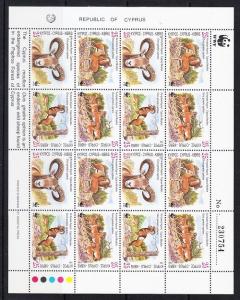 Cyprus Scott 920-923 Mint NH mini-sheet (WWF) Catalog Value $25.00