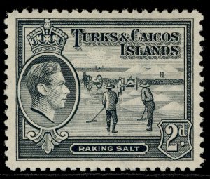 TURKS & CAICOS ISLANDS GVI SG198, 2d grey, M MINT.